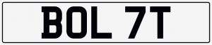 Bolt cherished number plate BOL 7T